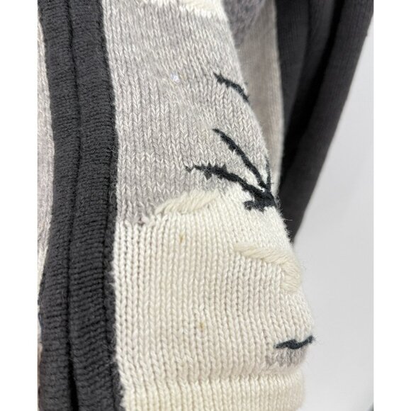 TIARA Winter Wonderland Ramie Blend Sweater Black Cardigan Christmas Snowy Sz L - Picture 9 of 12